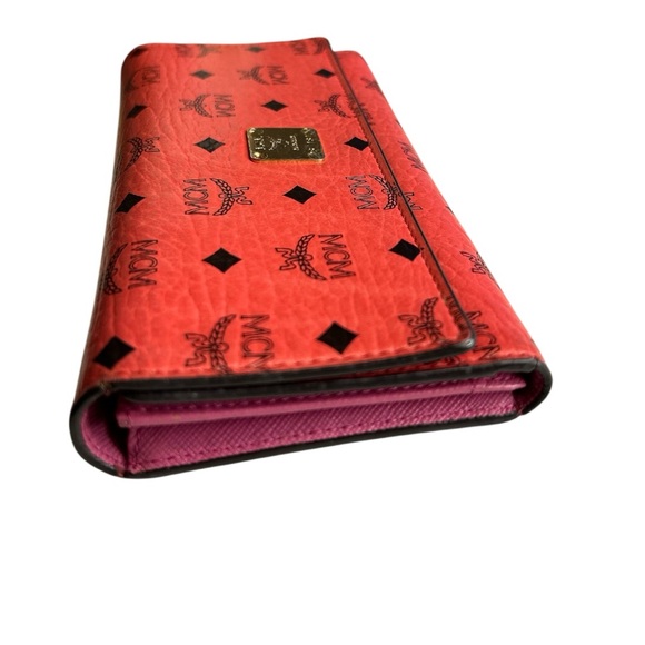 MCM Red Leather Wallet with Black Accents. - Picture 2 of 8